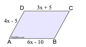 D
D 3x + 5
C
4x - 5,
MathlBits.com
A
бх - 10
В
