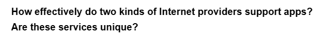 How effectively do two kinds of Internet providers support apps?
Are these services unique?