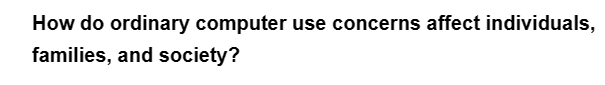 How do ordinary computer use concerns affect individuals,
families, and society?