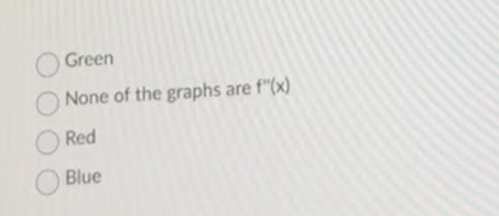 Green
None of the graphs are f"(x)
Red
Blue