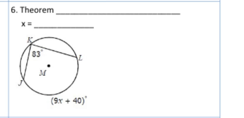 6. Theorem
X =
83
(9x + 40)
