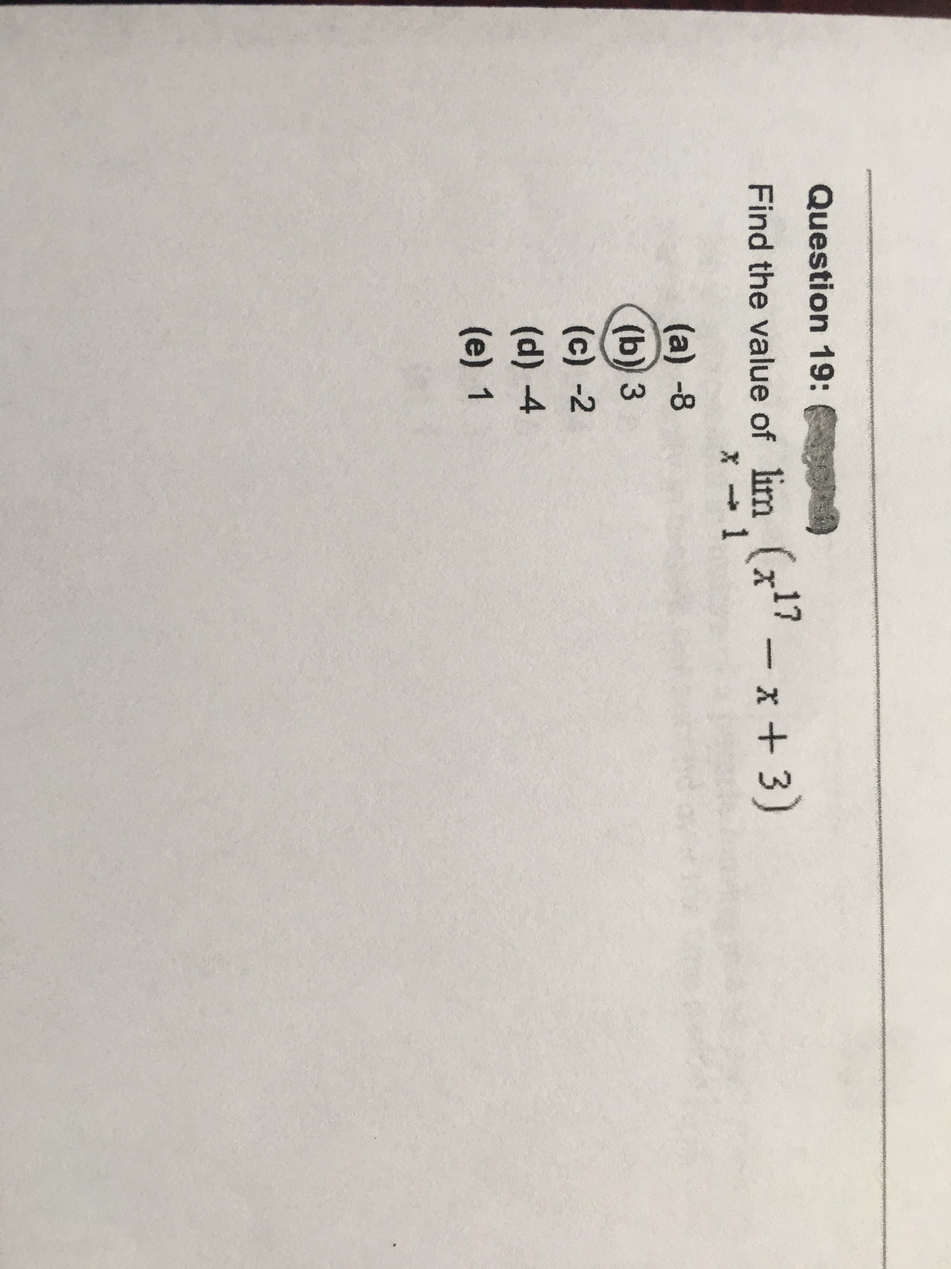 17
Find the value of lim x
X →1
