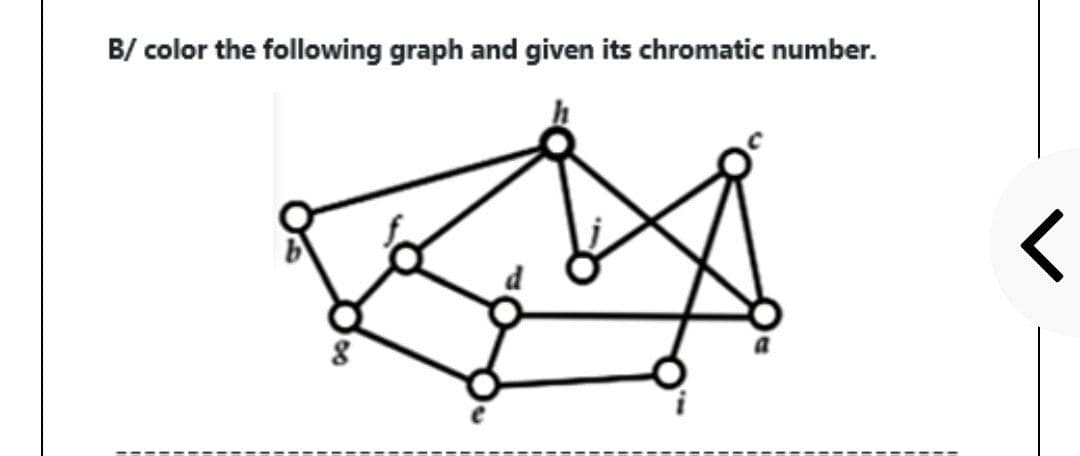 B/ color the following graph and given its chromatic number.
