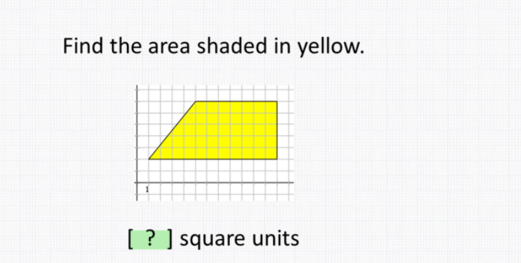 Find the area shaded in yellow.
[ ? ] square units
