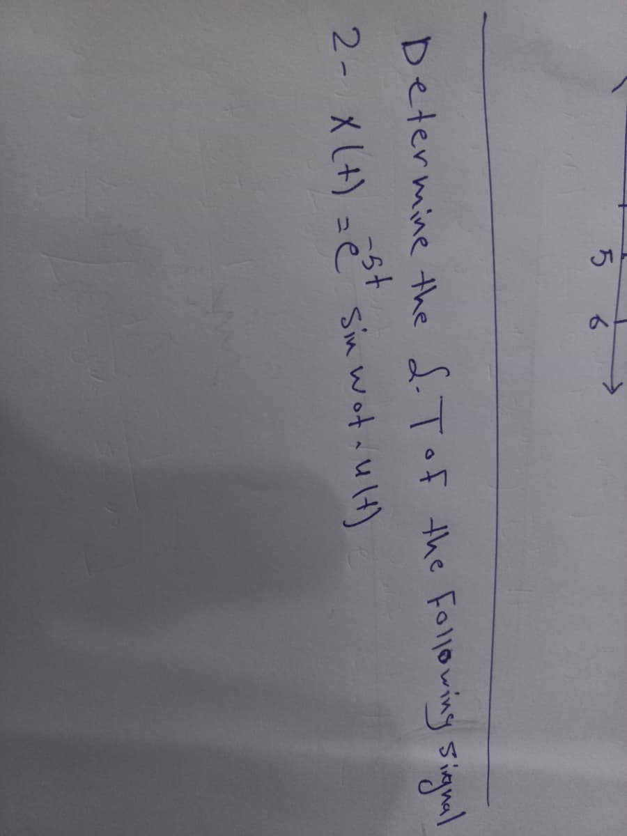 5 6
Determine the d.Tof the Following signal
2- X (+) =e sin wot ult)
