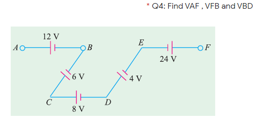 Q4: Find VAF , VFB and VBD
12 V
E
AO
OB
OF
24 V
4 V
C
8 V
D
