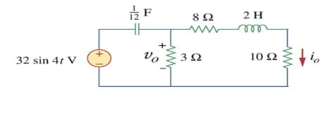 8 2
2 H
ww
ell
+
10 Ω
vo
3Ω
32 sin 41 V
