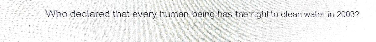 Who declared that every human being has the right to clean water in 20037
