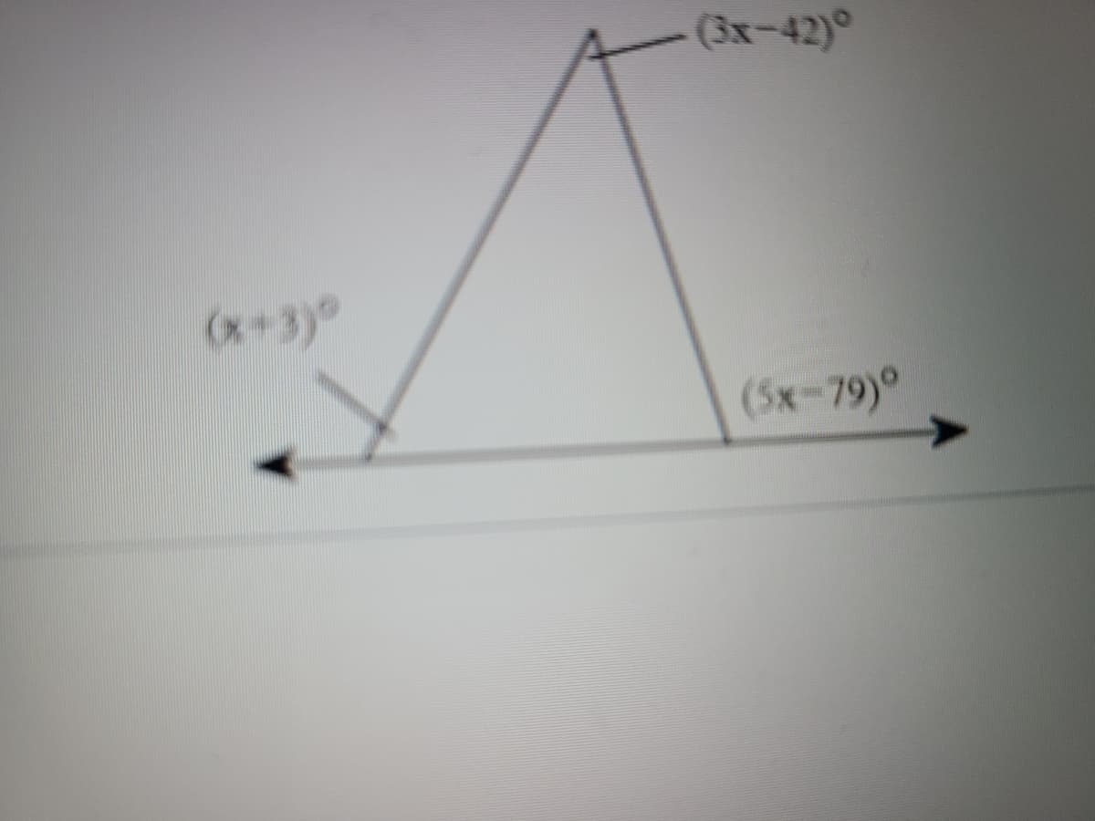 (3x-42)°
(x+3)°
(5x-79)°
