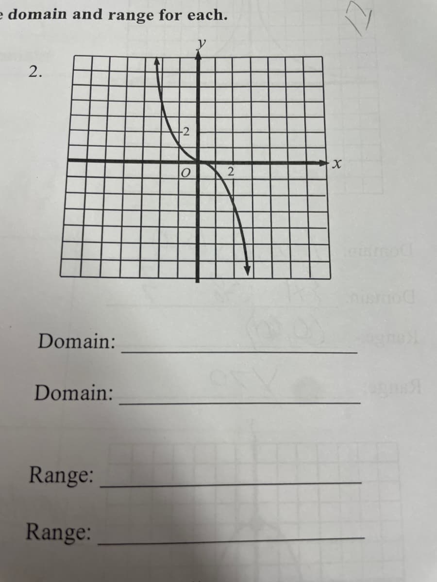 e domain and range for each.
y
2.
X.
nisod
Domain:
Domain:
Range:
Range:
