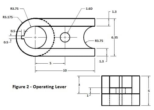 R3.75
1.6D
1.3
R3.175
0.5
6.35
R3.75
0.5
1.3
10
3
Figure 2 - Operating Lever
