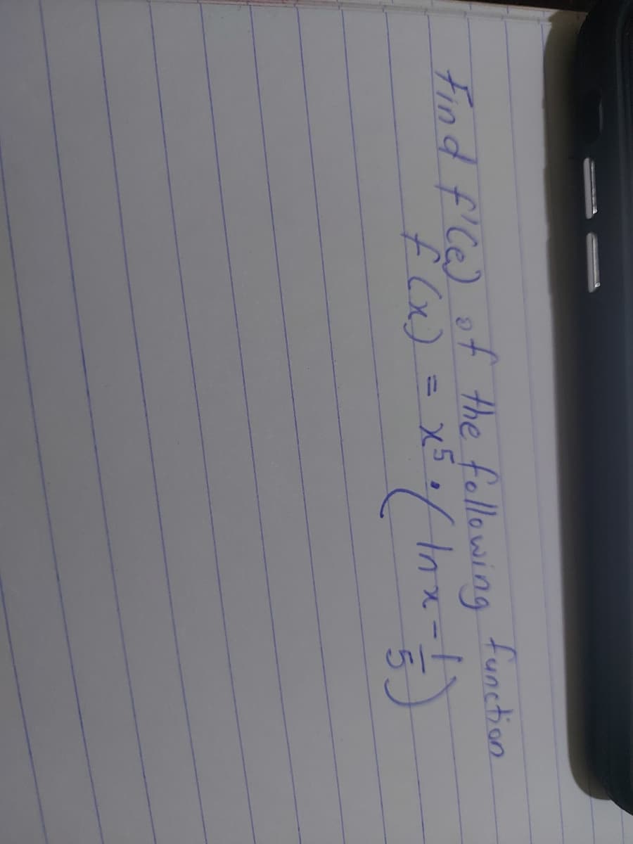 Find f'Ce) of the fallowing function
f (x)
X5
5.
