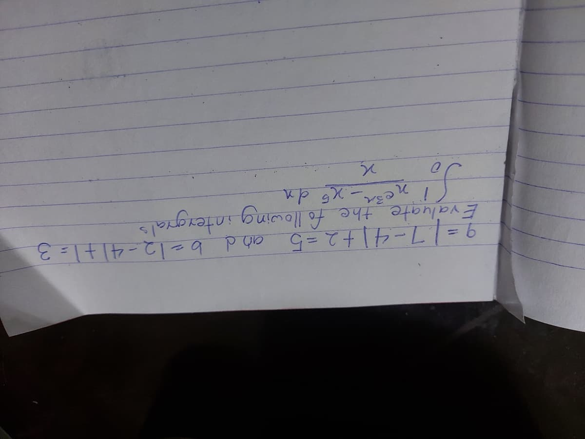 9=17-41+2 =5 ab d be12-41+1=3
Evaluate the fo llowing intergral's
nesn_x5 dn
%3D
