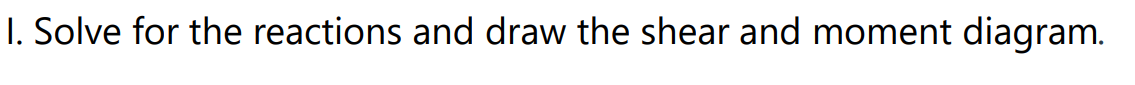 I. Solve for the reactions and draw the shear and moment diagram.