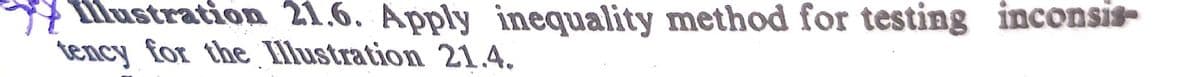 wustration 21.6. Apply inequality method for testing inconsis
tency for the llustration 21.4.
