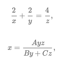 2
2
4
Ayz
x =
By + Cz'
||
+
