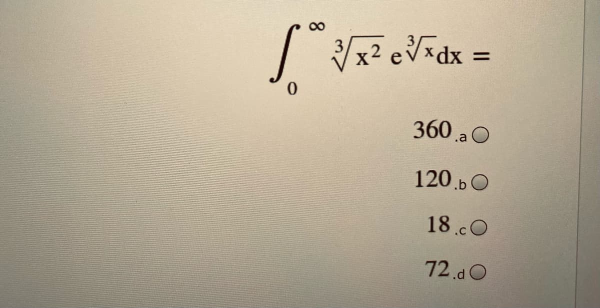 x² eV%dx =
360 a
120 ь О
18 cO
72.а0
8
