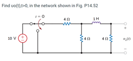 Find uo(t),t>0, in the network shown in Fig. P14.52
1H
ww
10 V
