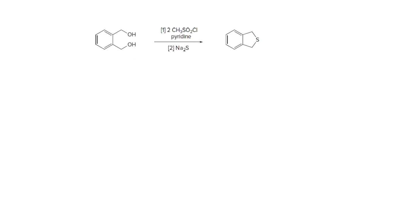 [1] 2 CH;SO,CI
pyridine
OH
OH
[2] Nazs
