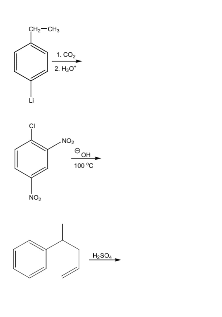 CH2-CH3
1. СО2
2. H3O*
CI
NO2
OH
100 °C
NO2
H2SO4
