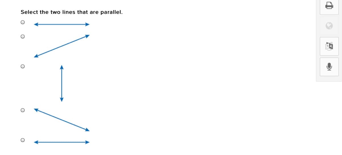 Select the two lines that are parallel.
