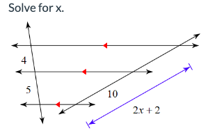 Solve for x.
4
5
10
2x + 2