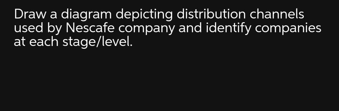 Draw a diagram depicting distribution channels
used by Nescafe company and identify companies
at each stage/level.
