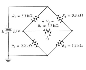 R₁ = 3.3 k
E
20 V
R₂ = 2.2 k
+ V₂-
Κ = 2.2 ΚΩ
ww
R3
=
3.3 ΚΩ
R₁ = 1.2k