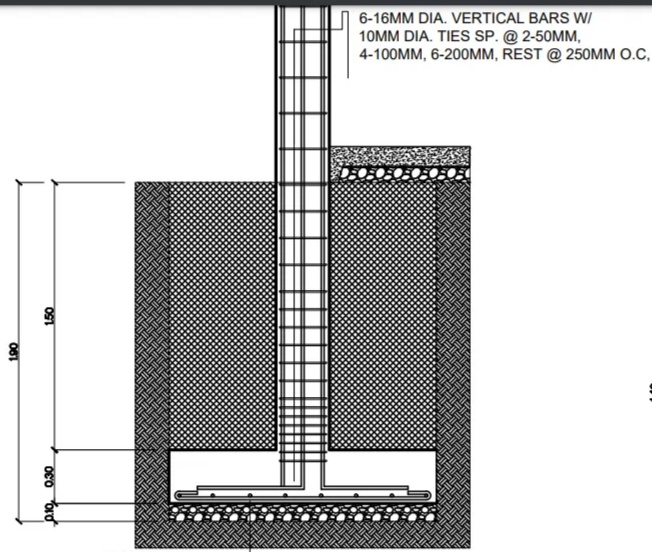 6-16MM DIA. VERTICAL BARS W/
10MM DIA. TIES SP. @ 2-50MM,
4-100MM, 6-200MM, REST @ 25OMM O.C,
091
OCO ord
061
