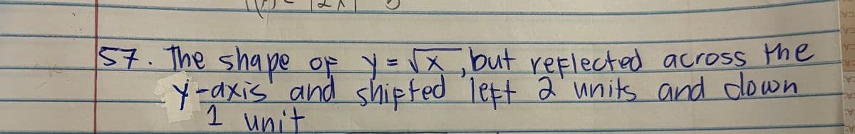 -
and shipted
CA
but reflected across he
and down
57.The shape of =\X
Y-dxis' and shipted Tett 2' units
1 unit
EAL
