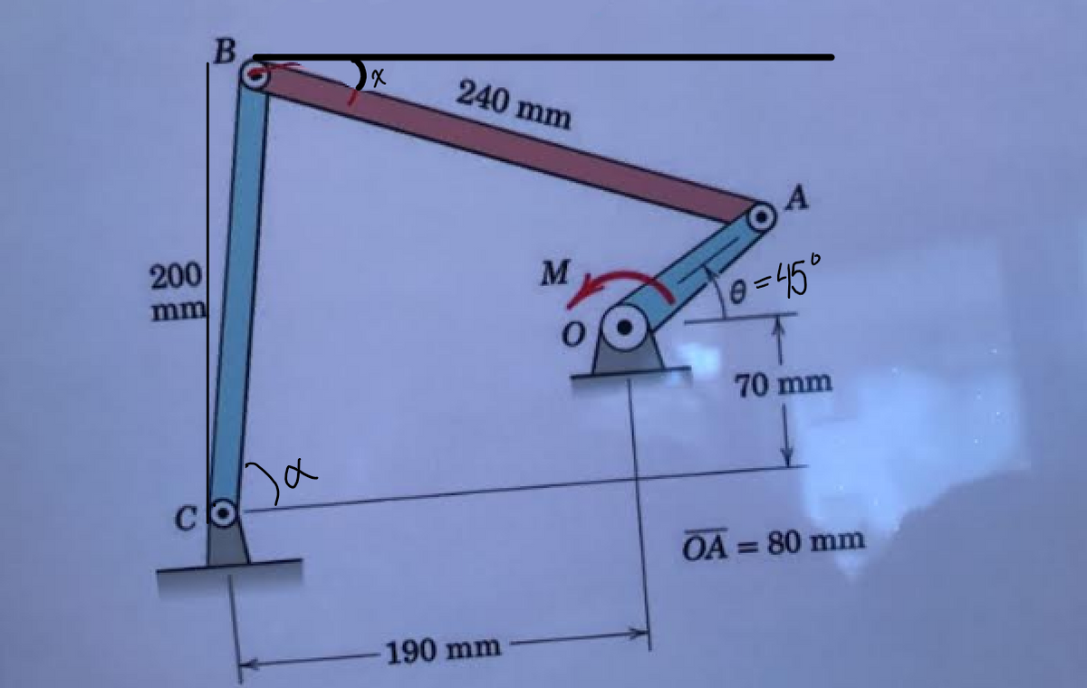 200
mm
B
Да
co
x
240 mm
190 mm
M
A
0=45°
70 mm
OA = 80 mm