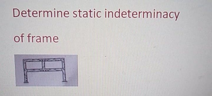 Determine static indeterminacy
of frame