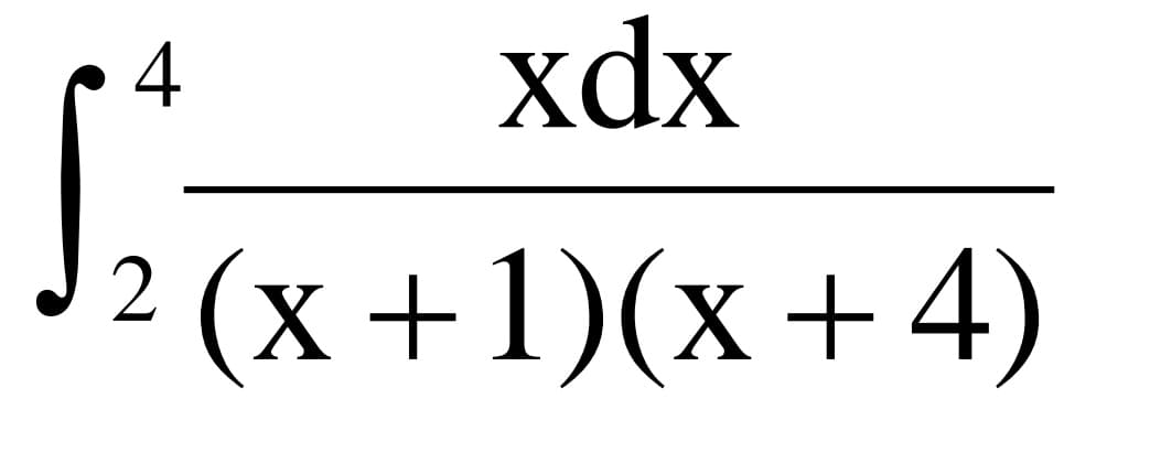 4
xdx
J(x+1)(х+4)
2
