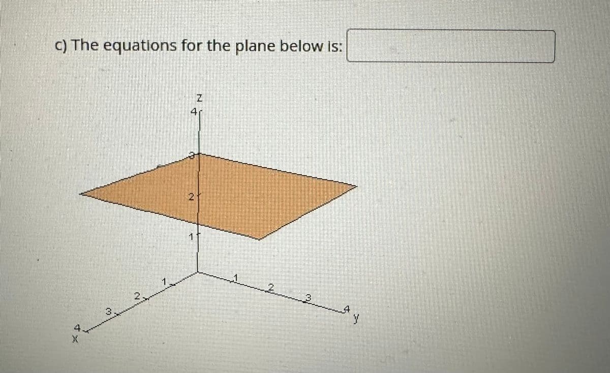 c) The equations for the plane below is:
4
X
3.
1
N
41
1
1
2
IN
07
4
Y