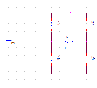 -V1
15V
R1
560
R4
330
RL
1k
R2
220
R3
910