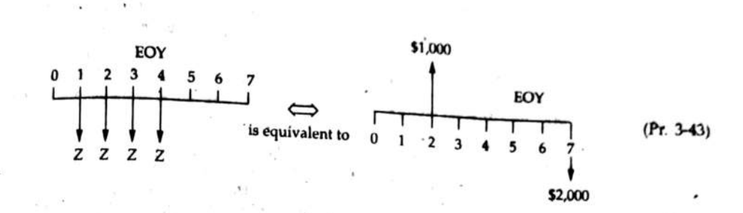 si,000
EOY
0 1 2 3
4
EOY
(Pr. 343)
is equivalent to
1
2
3
7.
Z Z z z
$2,000
