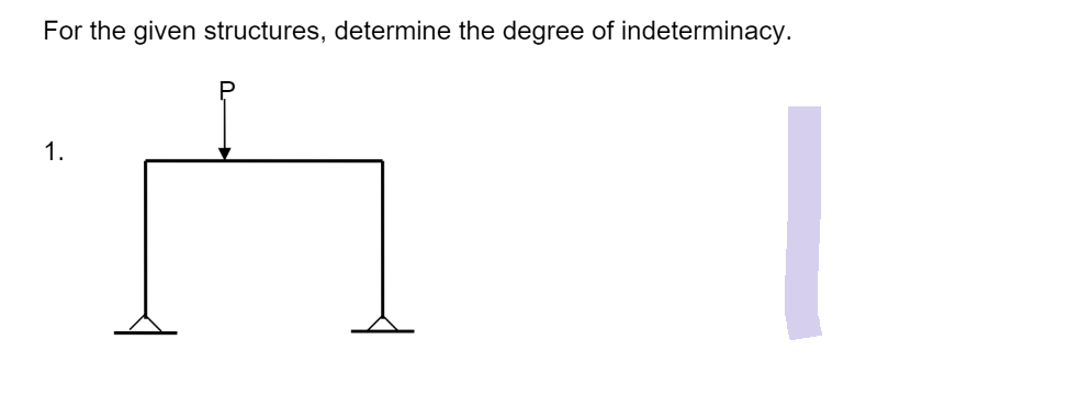 For the given structures, determine the degree of indeterminacy.
1.