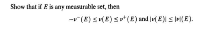 Show that if E is any measurable set, then
-v (E) < v( E) < vt(E) and |v( E)| < \v|(E).
