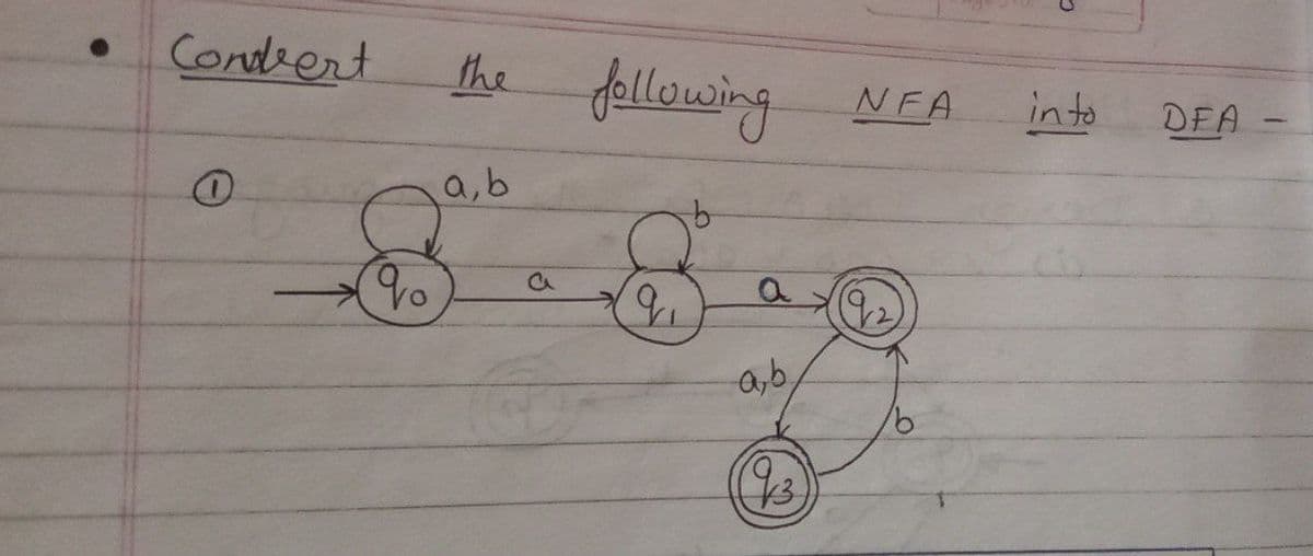 Condrert
dellowing
the
NFA
into
DFA
a,b
92
a,b,
