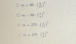 Om = 80 - (*
O m = 80 - (4)"
Om= 270 - ()"
%3D
O m = 270 - ()*
