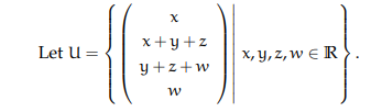 x+y+z
Let U =
X, y, Z, W E R
y +z+w
