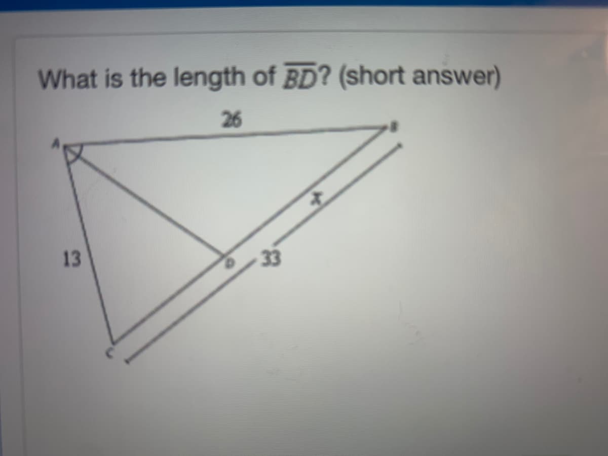 What is the length of BD? (short answer)
26
13
