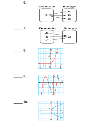 6.
7.
8.
9.
10.
Domain
Domain
-3
10
-2-
Range
A
B
c
Range