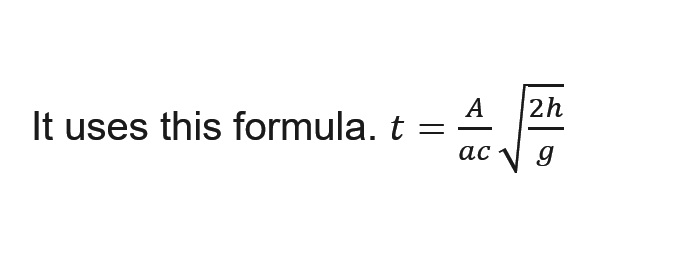 2h
А
It uses this formula. t =
ас
