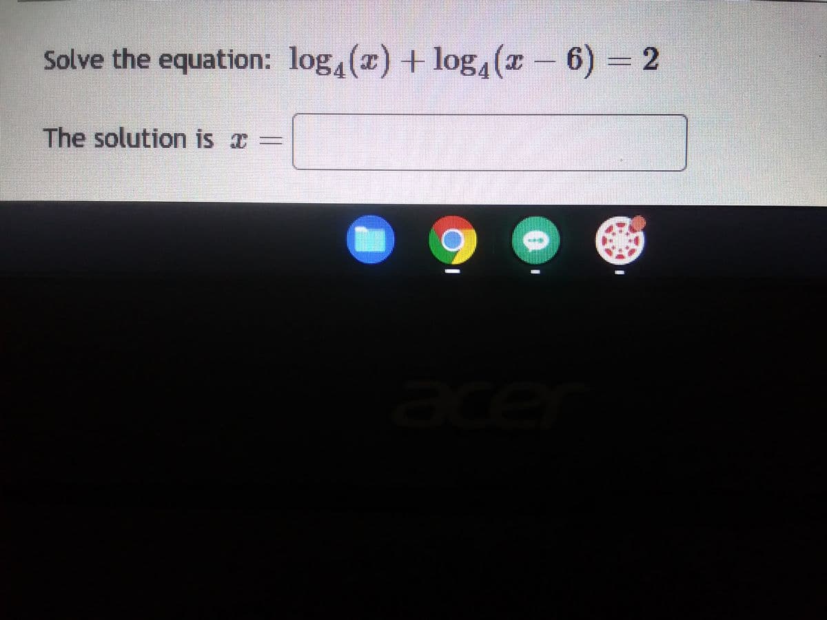 Solve the equation: log₁(x) +log₁(x – 6)
6) = 2
The solution is € =
a
121212