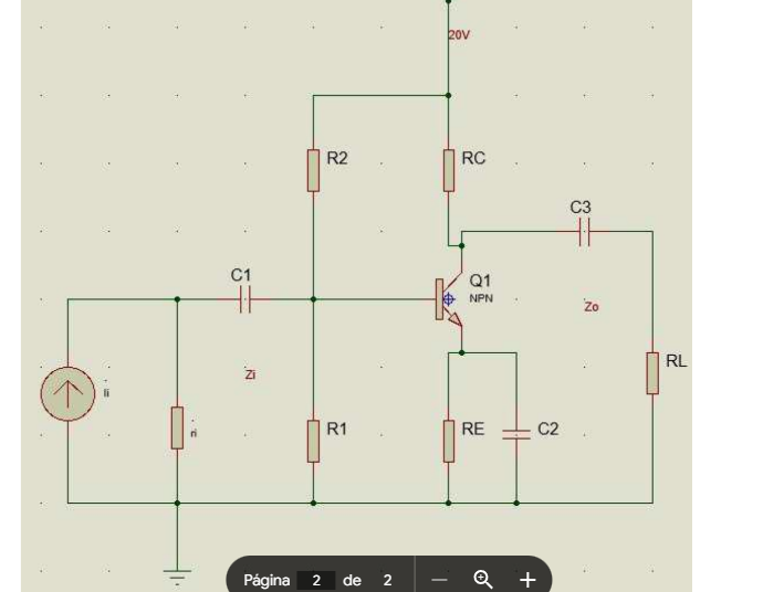 E
+₁.
C1
4:1
zi
R2
R1
Página 2 de 2
20V
RC
Q1
NPN
RE
+
C2
C3
Zo
RL