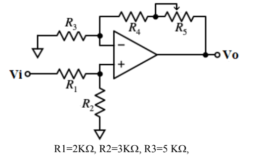 R,
R4
R
o Vo
+
Vio
R
R2
R1-2KΩ, R2-3ΚΩ, R3-5 Κ ,
