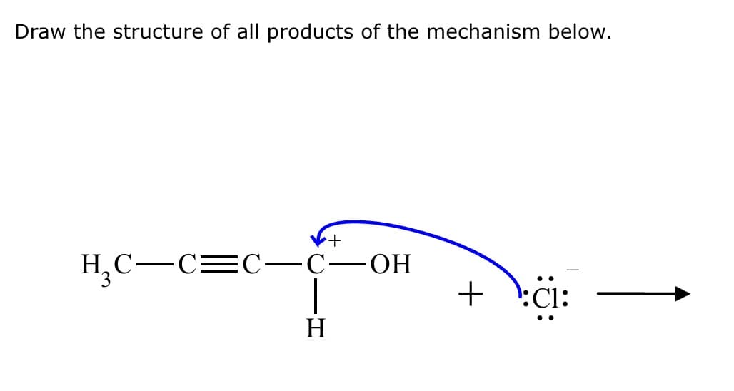 Draw the structure of all products of the mechanism below.
H₂C-C=C—C
+
H
+ :C1: