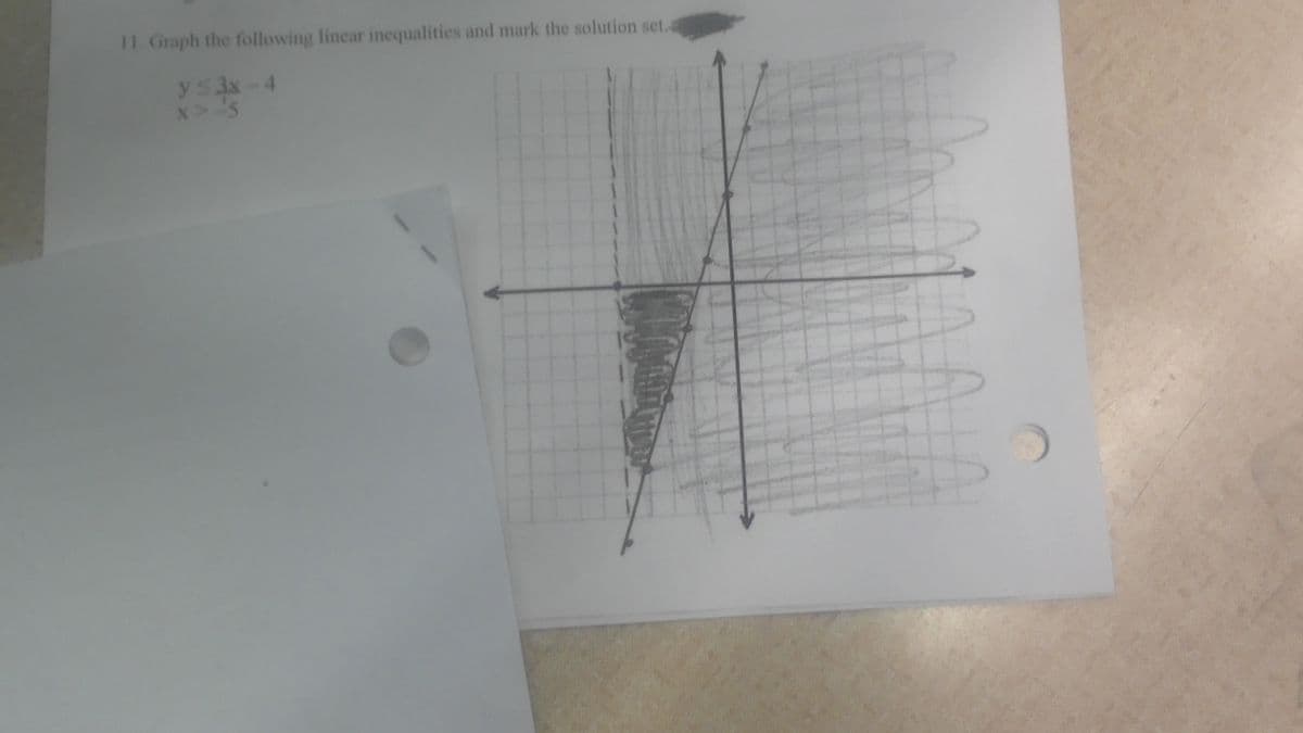 11. Graph the following linear inequalities and mark the solution set.
ys3x
yS3x-4
