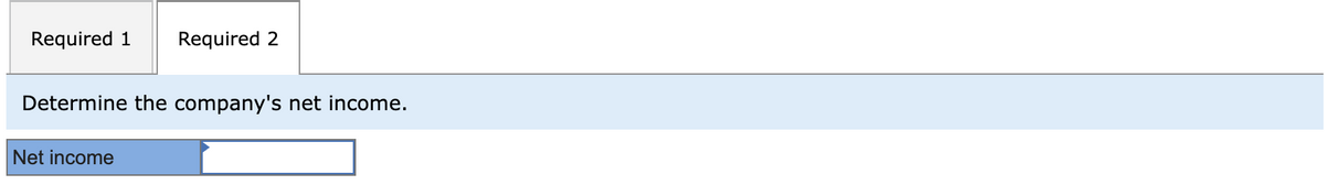 Required 1 Required 2
Determine the company's net income.
Net income